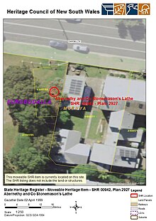 Heritage boundaries 942 - Abernethy and Co Stonemason's Lathe - SHR Plan No 2927 (5014131b100).jpg