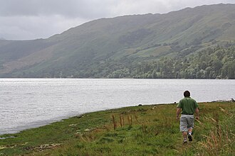 A lake edge (Loch Duich) near the Isle of Skye near the Kyle of Lochalsh next to Eilean Donan