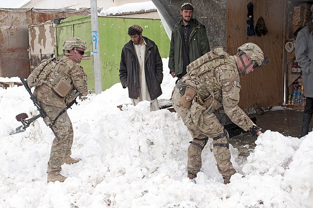 Snow clearance by the regiment for locals in Zabul Province