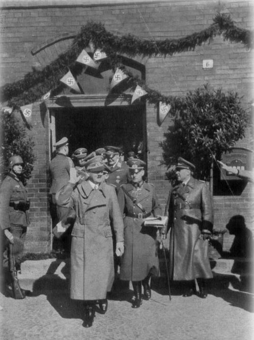 Rundstedt, Hitler, Göring, Himmler, Milch, Stumpff, Wagner and Körner in Neustadt in Oberschlesien, during their visitation of the Sudetenland in 1938