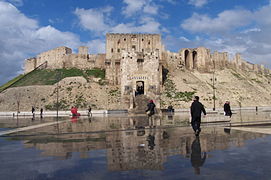 The citadel of Aleppo in 2009 (water reflection)