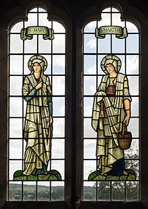 "All_Saints_church,_Preston_Bagot_-_Mary_and_Martha_stained_glass_windows_2016.jpg" by User:DeFacto