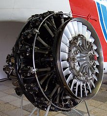 An Alvis Leonides Mk.173 radial engine as fitted to the Bristol Sycamore helicopter. The large cooling fan in front of the cylinders is typical of engines fitted to helicopters. Alvis Leonides Mk 173-02.jpg