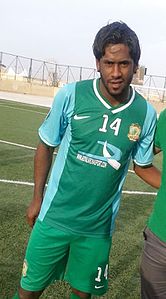 Amjad Kalaf en tenue d'Al-Shorta après un match contre Al-Samawa, le 26 avril 2014.jpg