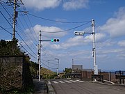 島内唯一の信号機。