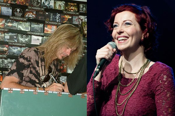 Arjen Anthony Lucassen (left, as of 2006) and Anneke van Giersbergen (right, as of 2014); founders of The Gentle Storm