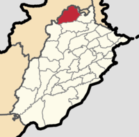 Pakisztán térképe, az Attock körzet helye kiemelve
