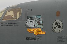 Nose art on a B-1 Lancer seen in 2007 commemorating McGovern's service as a B-24 pilot