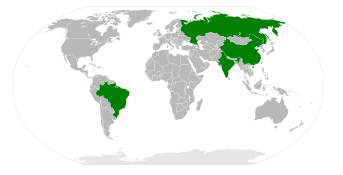 Mapa de los países BRIC