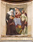 B. Peruzzi.  La Virgen y el Niño con los Santos Brígida de Irlanda, Catalina y el donante Ferdinando Ponzetti.  1516. Fresco.  Capilla Ponzetti