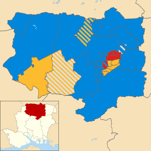 Basingstoke i Deane w Wielkiej Brytanii wybory lokalne 2008 map.svg