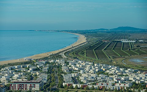 The sandspit between Sète and Marseillan, France.