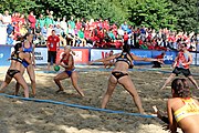 Deutsch: Beachhandball Europameisterschaften 2019 (Beach handball Euro); Tag 4: 5. Juli 2019 – Frauen, Viertelfinale, Spanien-Ungarn 1:2 (14:16, 26:16, 2:5) English: Beach handball Euro; Day 4: 5 July 2019 – Quarter Final Women – Spain-Hungary 1:2 (14:16, 26:16, 2:5)