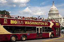 A Big Bus driving past the US Capitol in Washington, D.C. Big Bus Washington DC.jpg