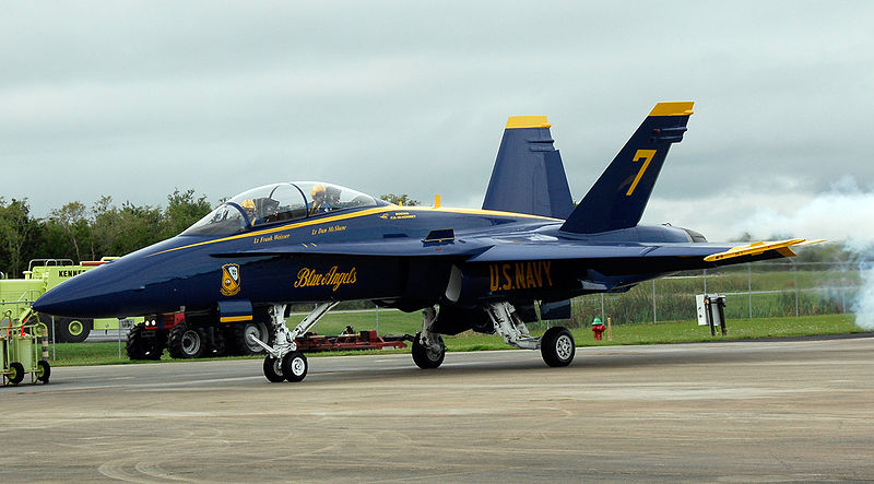 File:Blue Angels FA-18 taxis at KSC.jpg