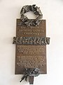 Commemorative plaque for 3 visits of Winston Churchill and Clementine in Veveří Castle gateway, Brno, Moravia (today Czech Republic)