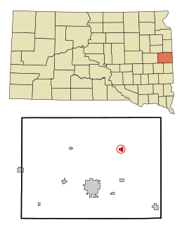 Brookings County South Dakota Incorporated and Unincorporated areas White Highlighted.svg