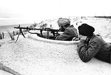 German troops of the Indian Legion on the Atlantic Wall in France, 21 March 1944 Bundesarchiv Bild 101I-263-1580-05, Atlantikwall, Soldaten der Legion "Freies Indien".jpg