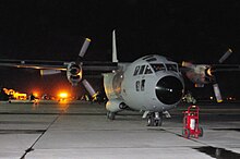 An Afghan Air Force C-27 at Hamid Karzai International Airport, 2010 C-27 transport plane arrives at the Afghan National Army Air Corps base in Kabul (100419-N-6031Q-003).jpg