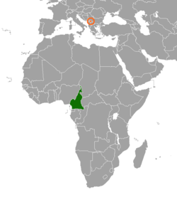 Mapa que indica las ubicaciones de Camerún y Kosovo