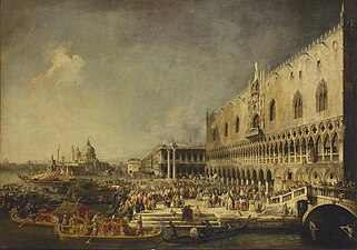 Recepción del embajador de Francia en el Palacio del Dogo, de Canaletto, 1726.