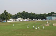Kent v South Africans in 2003, showing the old lime tree Canterbury Cricket.JPG