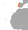 Location map for Cape Verde and Portugal.