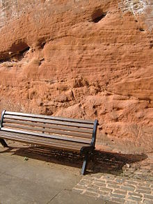 Sandstone cliff in Castlefield Castlefield Sandstone 4644.JPG