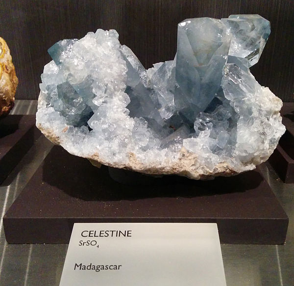 Celestine mineral on display at Yale's Peabody Museum