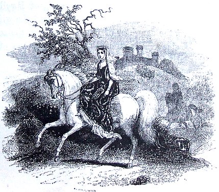 La deessa dels cavavalls Rhiannon. Del Mabinogion traduït per Charlotte Guest, 1877