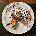 Chocolate cheesecake at the White Hart Inn, Moreton, Essex, England.jpg