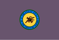 The modern flag of the Choctaw Nation, which was adopted by the tribe following self-determination in the 1970s. Choctaw flag.svg