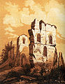 Ruïnes de l'església de la Dormició, on havia estat la tomba d'Olga, en un dibuix del començament del s. XIX