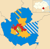 Map showing the makeup of York City Council as of 10 November 2017 City of York Council 2017.png