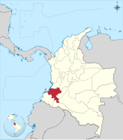 Locator map of Cauca Department in Colombia.