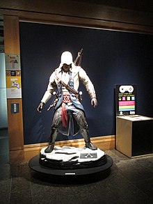 Statua del protagonista di Assassin's Creed III a una mostra di videogiochi presentata da Ubisoft a Quebec City, in Canada.