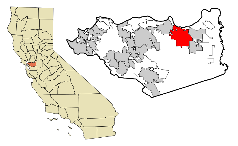 Payl:Contra Costa County California Incorporated and Unincorporated areas Antioch Highlighted.svg