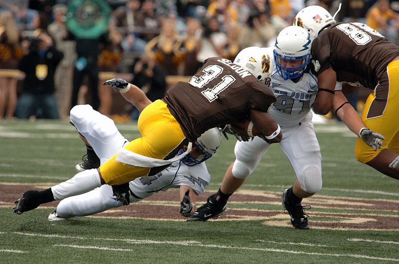 File:Cowboys on offense at Air Force at Wyoming 2008-09-06 2.jpg