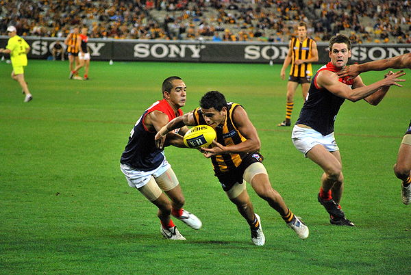 Rioli plays at the Melbourne Cricket Ground against Melbourne