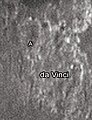 English: Da Vinci lunar crater as seen from Earth with satellite craters labeled