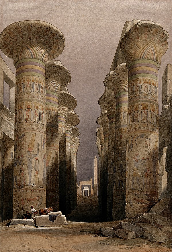 Pillars of the Great Hypostyle Hall, in The Holy Land, Syria, Idumea, Arabia, Egypt, and Nubia