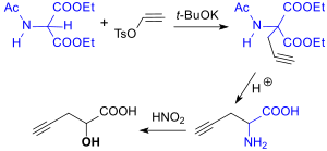 Synthese von 2-Hydroxy-4-pentinsäure aus DEAM