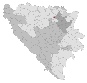 Locatie van de gemeente Doboj Istok in Bosnië en Herzegovina (klikbare kaart)