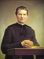 John Bosco, founder of the Society of St. Francis de Sales in 1859 Don bosco painting portrait.jpg