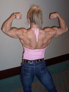 Seiple displaying a rear double biceps Elena Seiple 2005 back.jpg