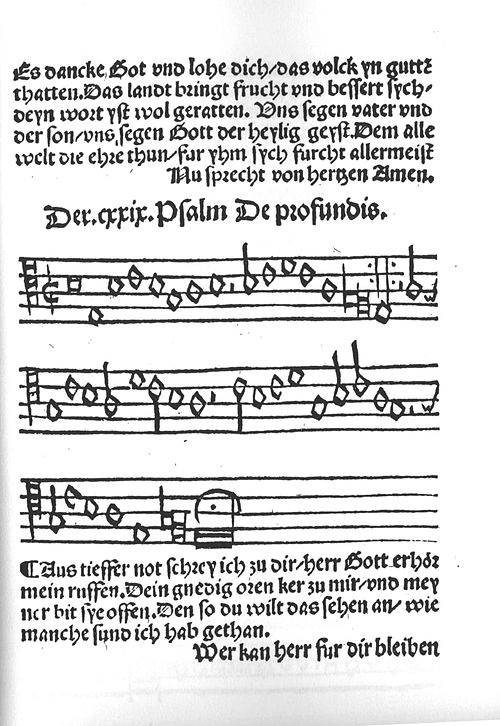 "Aus tieffer not schrey ich zu dir" in the Erfurt Enchiridion, 1524