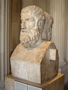 Bust of Epicurus leaning against his disciple Metrodorus in the Louvre Museum