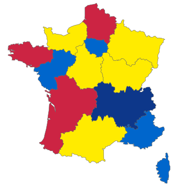 Candidats arrivés en deuxième position dans chaque région métropolitaine au 1er tour.