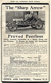 1908 Sharp Arrow advertisement in Cycle and Automobile Trade Journal