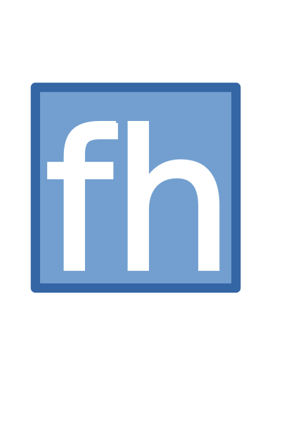 File:Fh logo in white letters on a blue background.svg